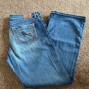 BKE Blue Denim Jeans with Embroidered Design